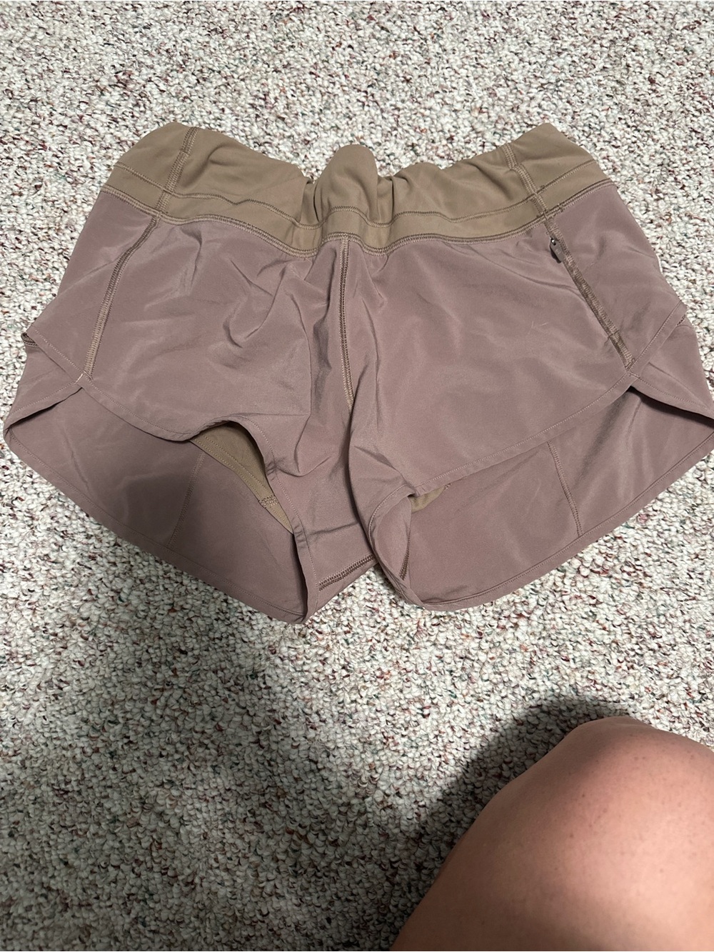 CRZ YOGA Women's Split-Hem Athletic Shorts in Mauve and Taupe